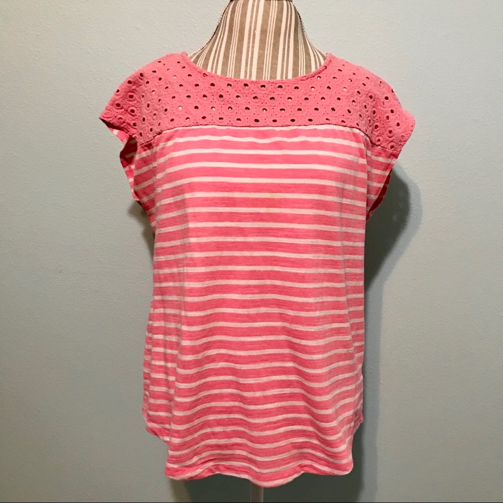 Super Cute Pink Striped Top Size Medium